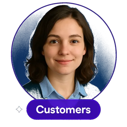 Badge reading Customers
